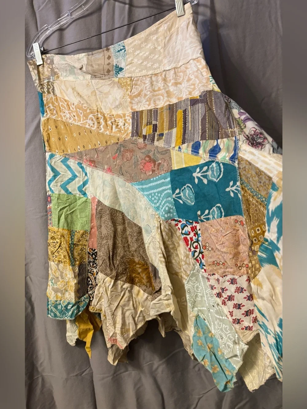 Jaded Gypsy Bohemian Patchwork Handkerchief Hem Midi Skirt w/Pockets Sz L/XL NWT